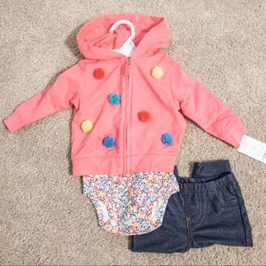 Carter’s Girls Floral PomPom Outfit